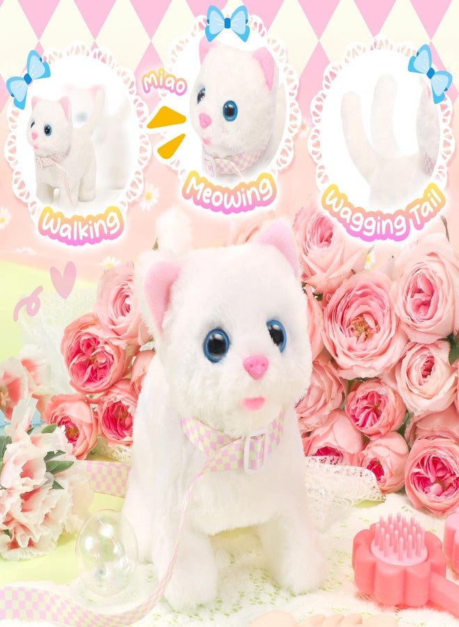 Tagitary Plush Toys Electronic Toy Cat That Walking and Meowing,Tail Wagging Interactive Toy Cat for Kids with Leash,Easter Christmas Birthday Gift for Toddlers Kids - Image 4